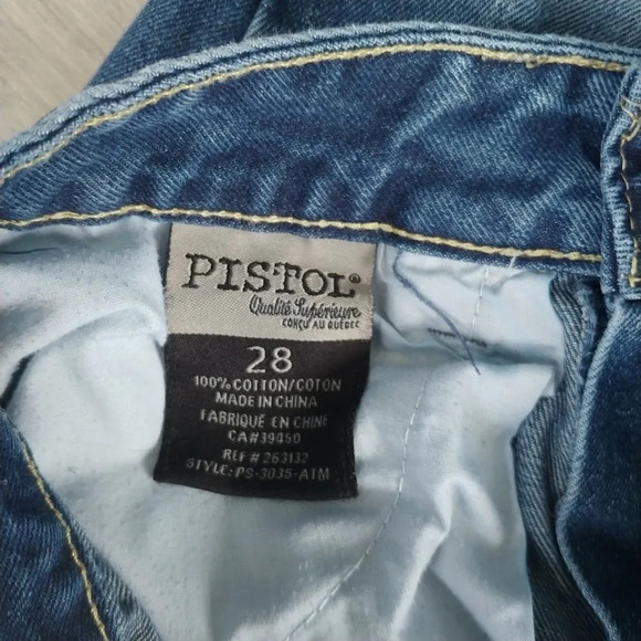 Pistol Straight Leg Denim Blue Jeans  Dark Wash, 28 - Picture 9 of 10